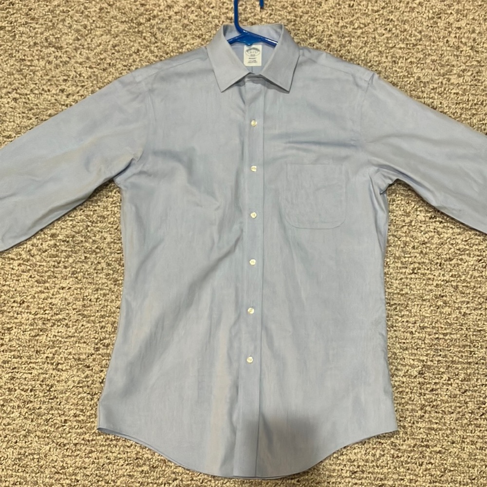 Brooks Brothers 1818 Shirt Mens 15-2/3 Blue Regent Long Sleeve Button Up Dress